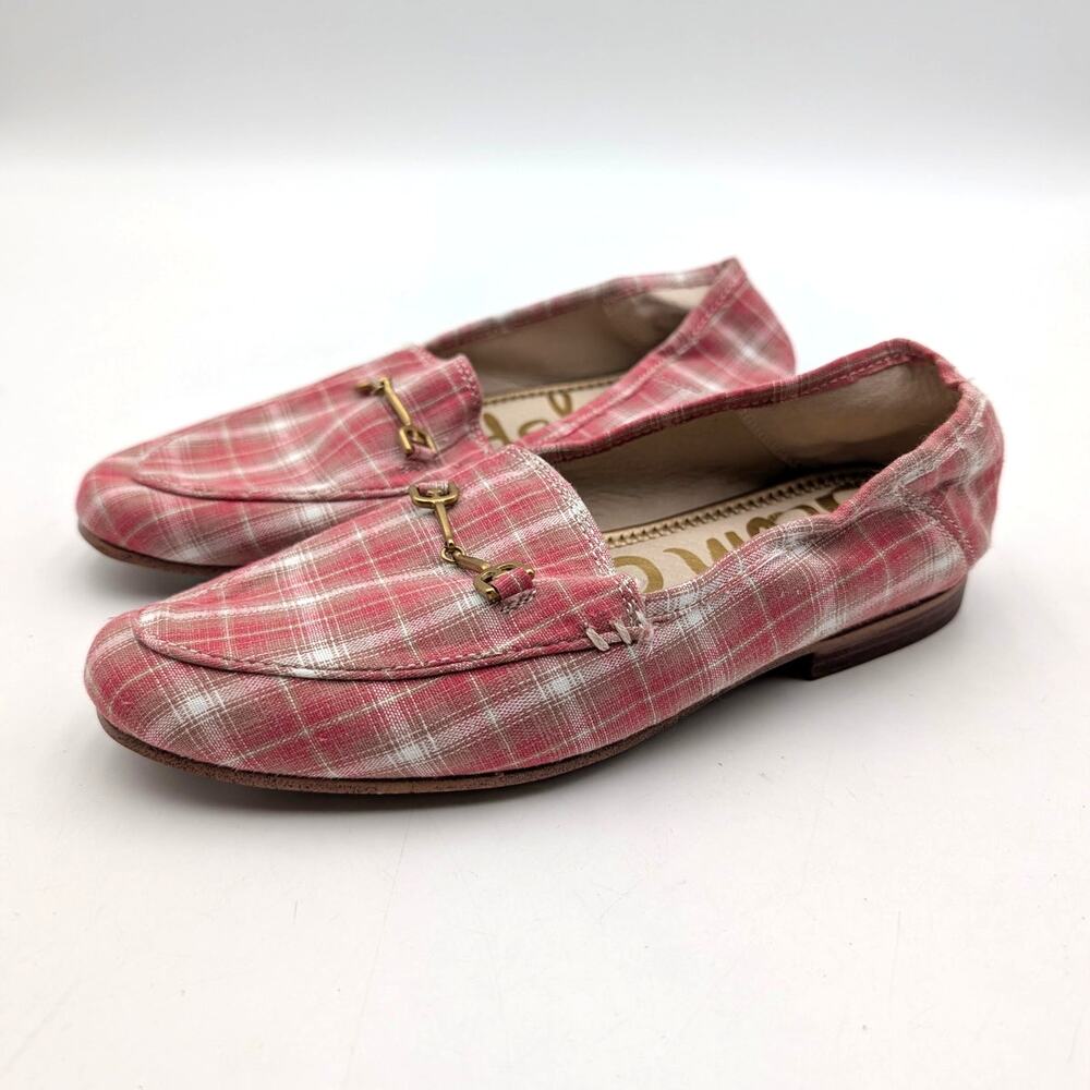 Sam Edelman Loraine Bit Loafers Shoes Kids Pink Plaid Size US2M EU33.5